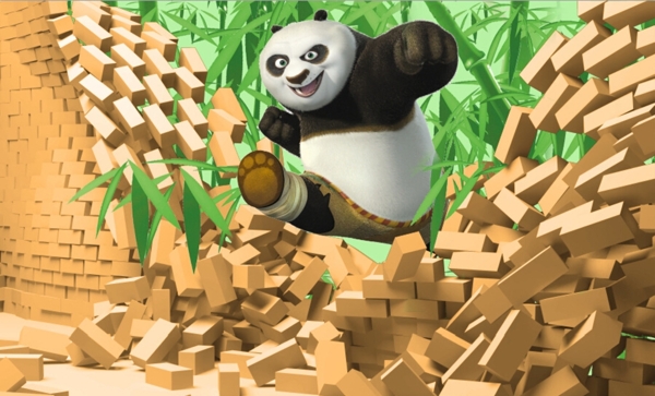 3D立体熊猫背景墙图片