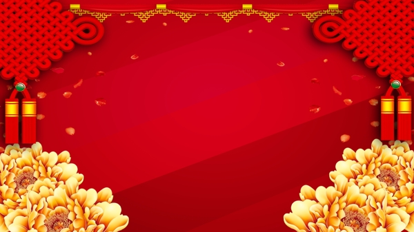 中国红喜庆新年展板背景