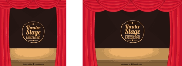 剧院背景木制舞台和红色窗帘