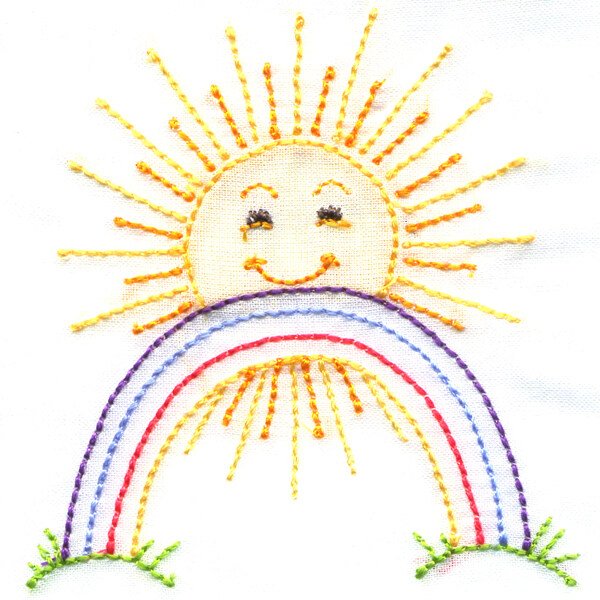 绣花生活元素太阳彩虹免费素材