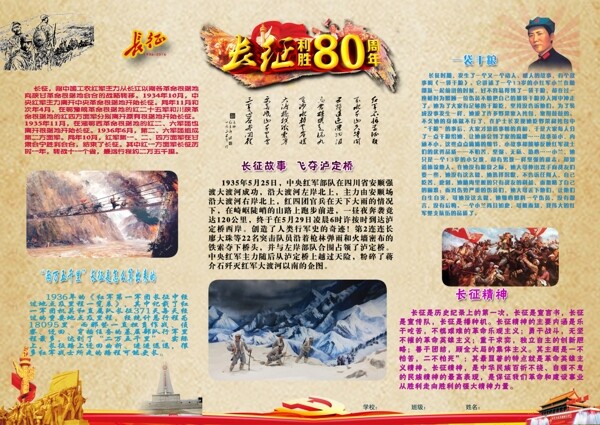 长征胜利80周年A3小报板报