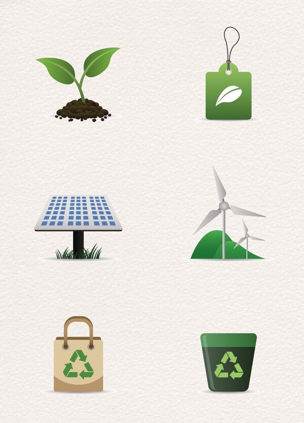手绘环保能源图标素材