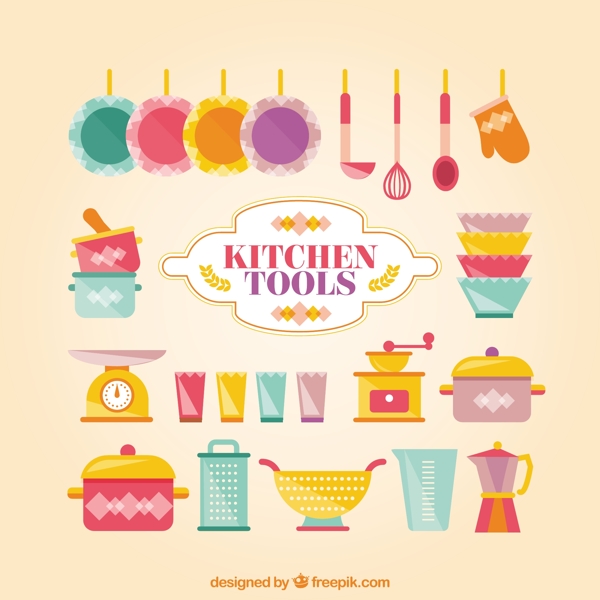 彩色的厨房工具