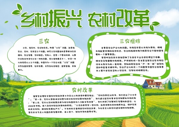 绿色清新三农新政策农村新改革小报手抄报