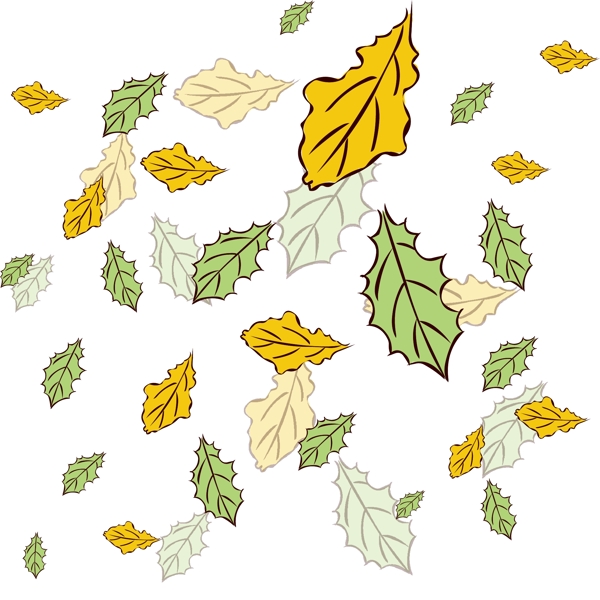 手绘植物树叶漂浮的叶子