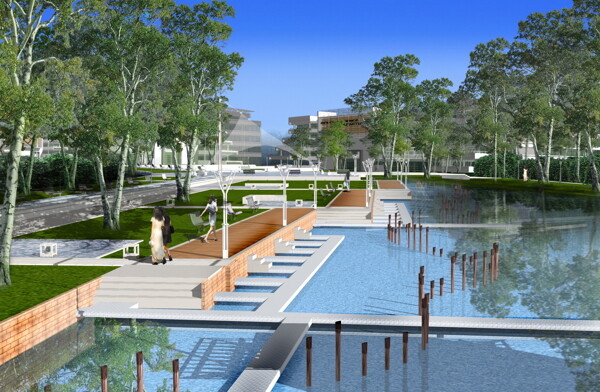 中南民族大学滨水休闲设施图片