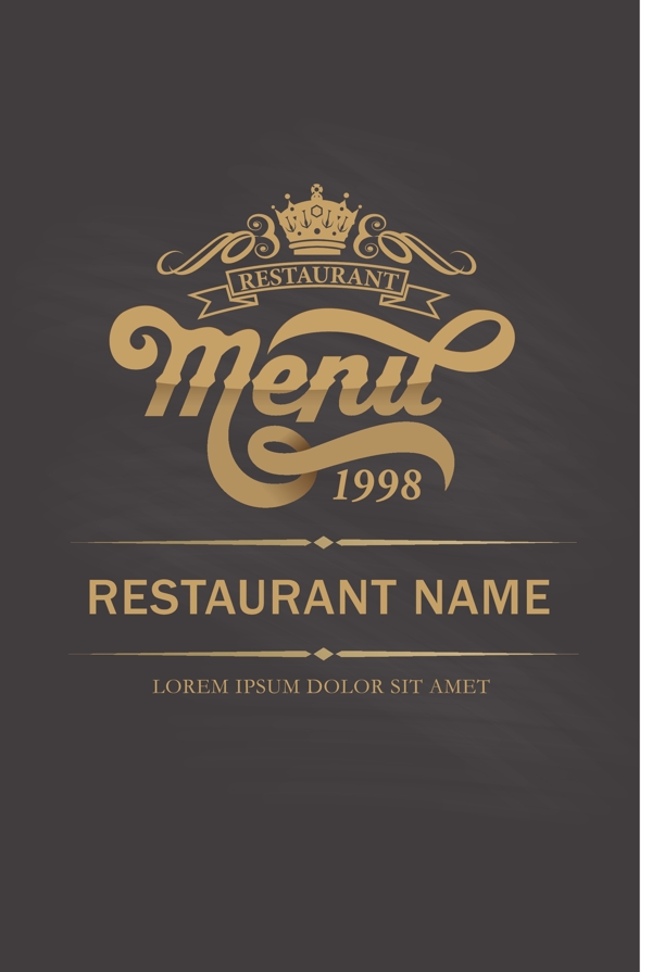 复古金色餐厅菜单设计矢量素材