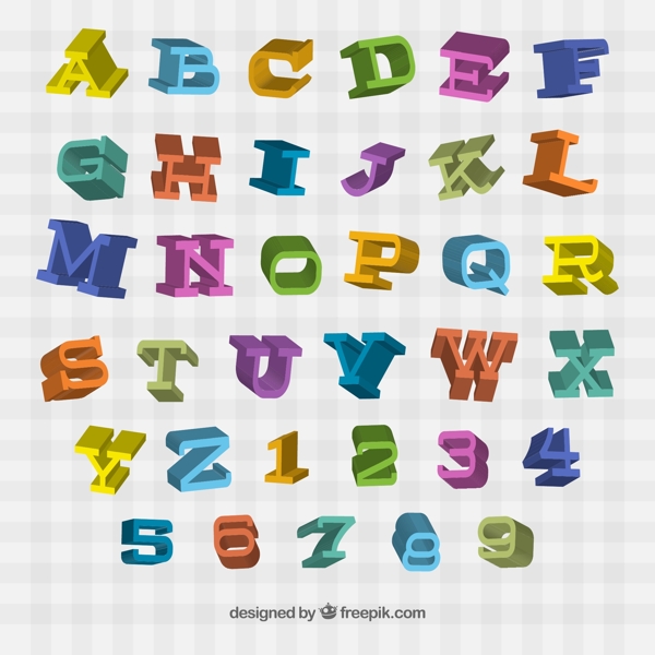 彩色立体字母与数字