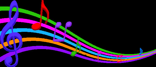 卡通彩色五线谱音符png元素
