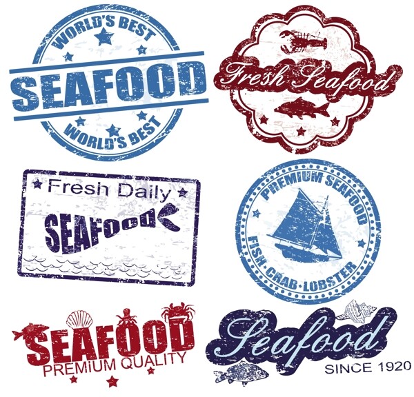 海鲜标签徽章图片