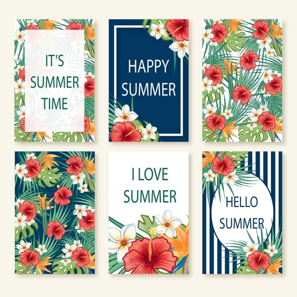 可爱的夏日卡片收集