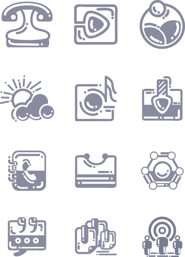 手机主题简约线性图标icon