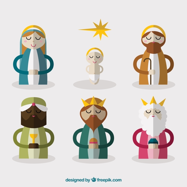 6款耶稣诞生角色矢量素材