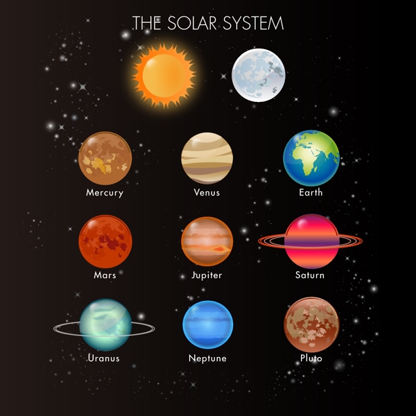 太阳系行星矢量设计