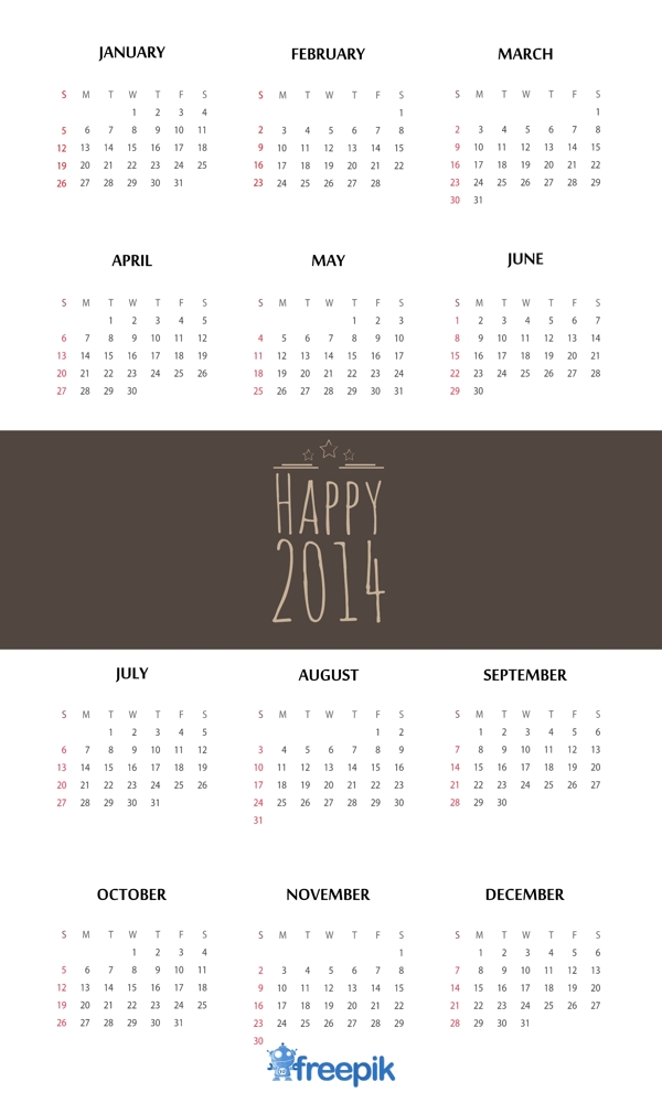 快乐的2014日历