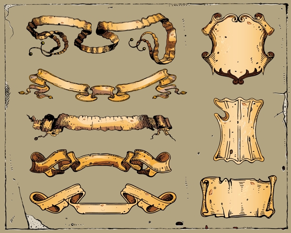复古欧式金色彩带矢量素材