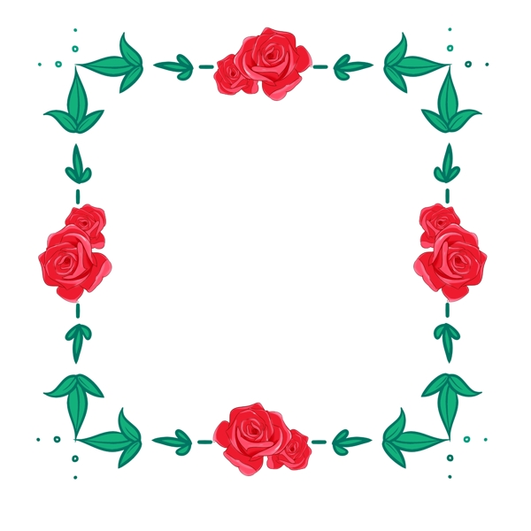 手绘红玫瑰花边框