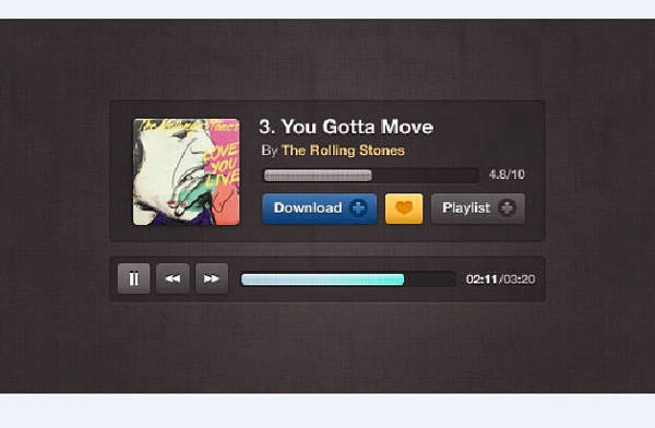 一个小型音乐播放器PSD素材