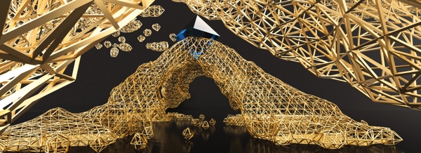 全原创黑金属结构科技感商务风宝石3D背景