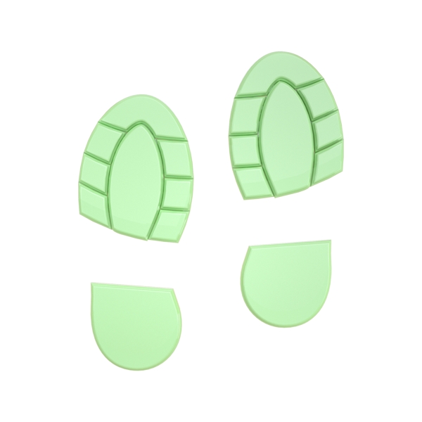C4D柔绿色立体脚印装饰