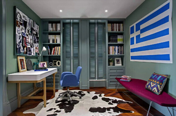 现代时尚客厅异形斑马纹地毯室内装修效果图