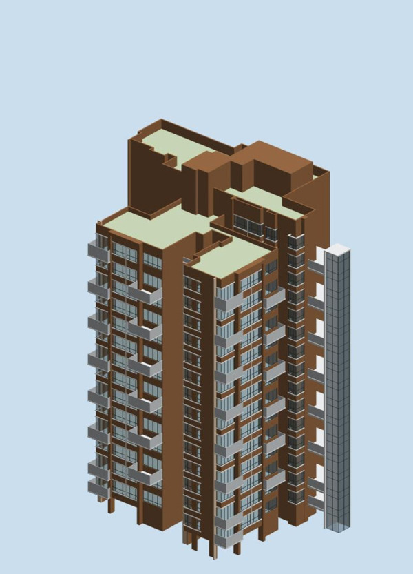 凹面高层住宅建筑3D模型