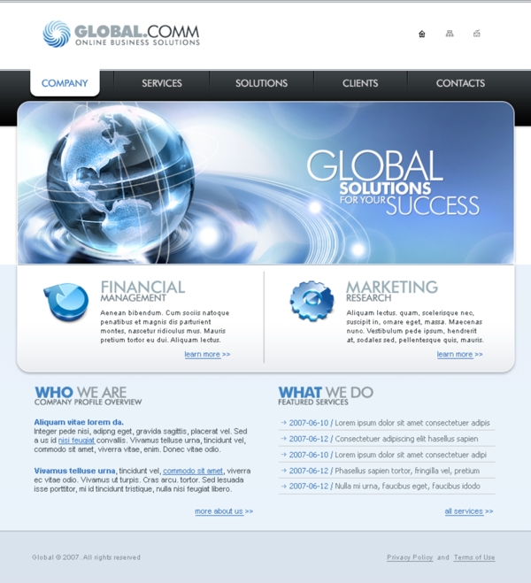 蓝色现代科技商务网站设计