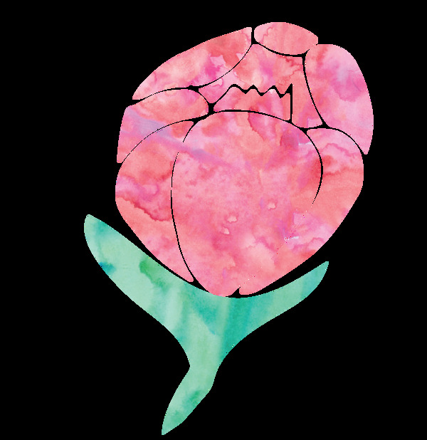 粉色镂空花朵卡通水彩透明素材