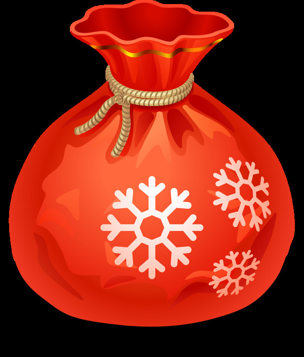 红色雪花圣诞礼物袋元素