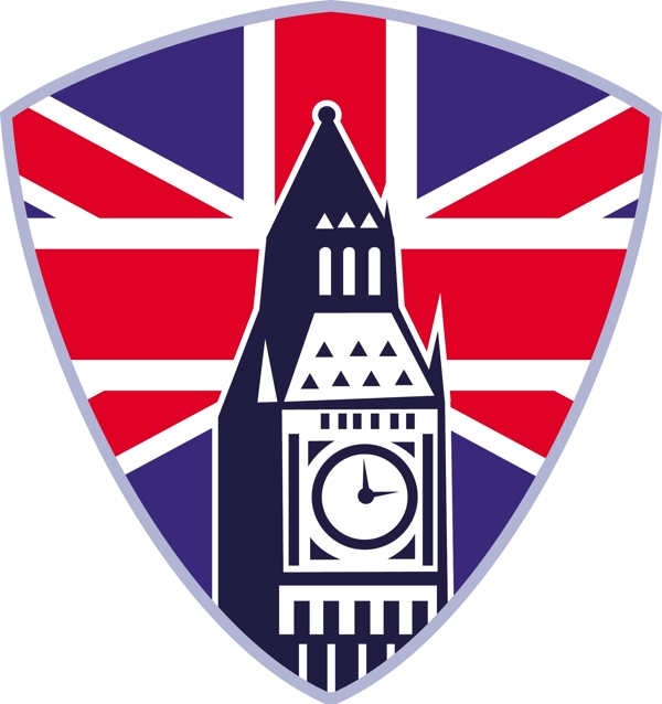 伦敦大本钟钟塔的英国国旗