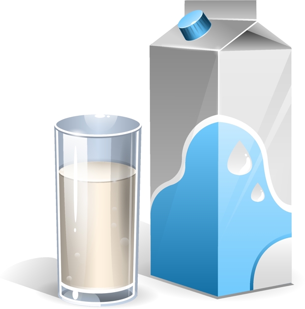 灰色卡通奶盒牛奶杯元素