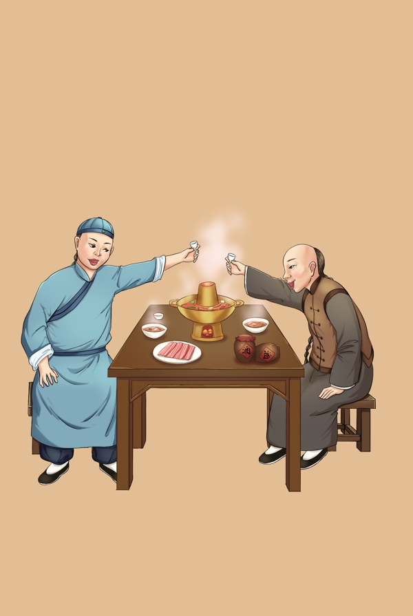 中国风美食插画