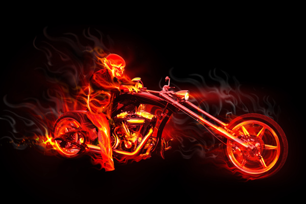 火骷髅摩托车图片