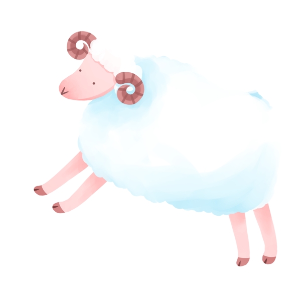 卡通可爱一只奔跑的小绵羊