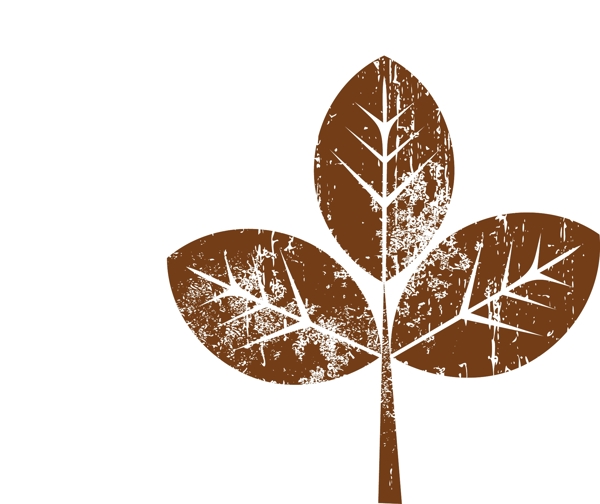 印花矢量图优雅植物三片叶色彩褐色免费素材