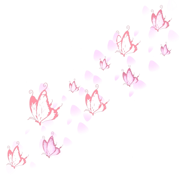 漂浮的蝴蝶之飞舞的粉蝶玫瑰花瓣