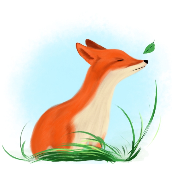 狐狸动物手绘写实清新可爱元素