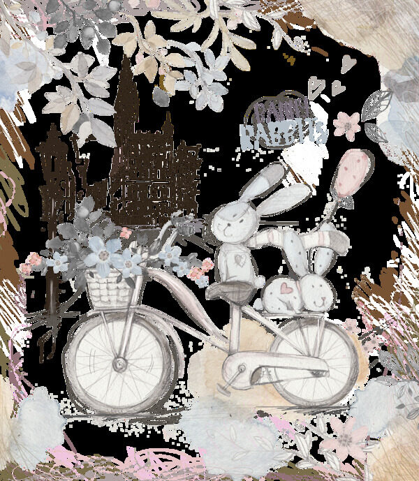 单车童话卡通透明装饰素材