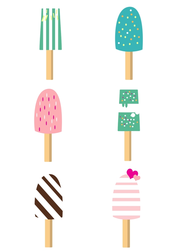 可爱卡通冰棍冰淇淋图标设计元素合集