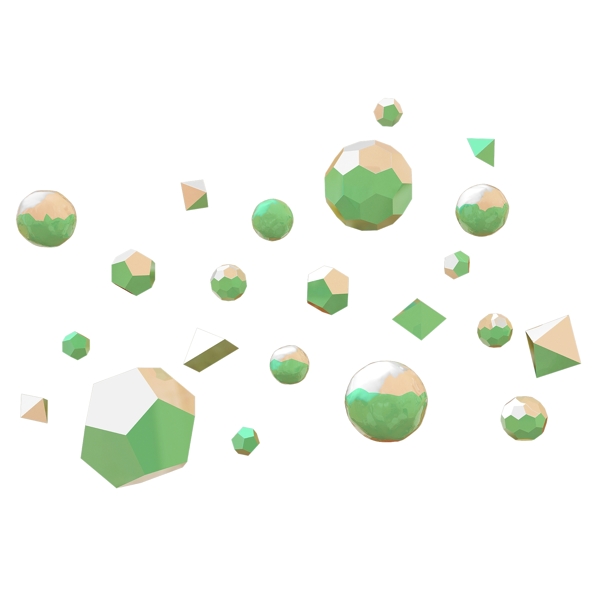 浅绿色白色多边形悬浮颗粒C4D素材