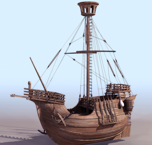 3D古老轮船模型素材图片