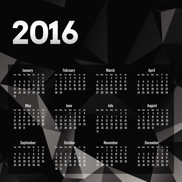 黑多边形2016日历