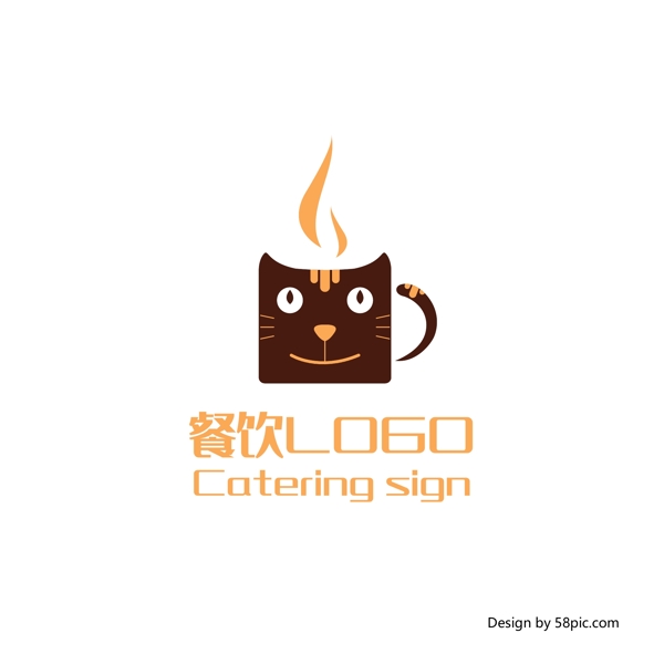 原创创意手绘喵咪咖啡餐饮饮品LOGO标志