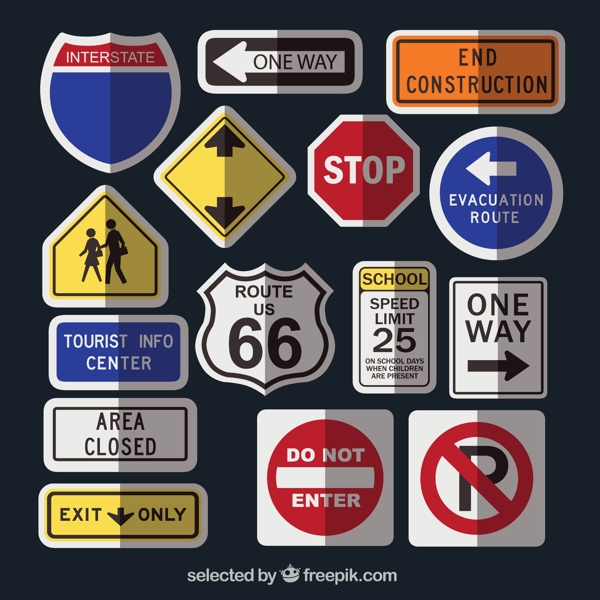 道路交通标志牌矢量图