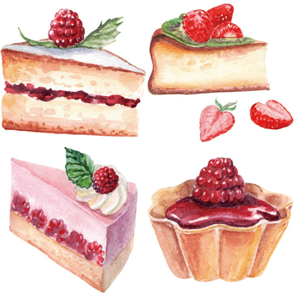 甜蜜的水果蛋糕插画