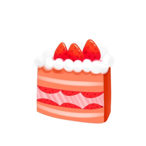 美食之草莓夹心奶油蛋糕甜品卡通手绘