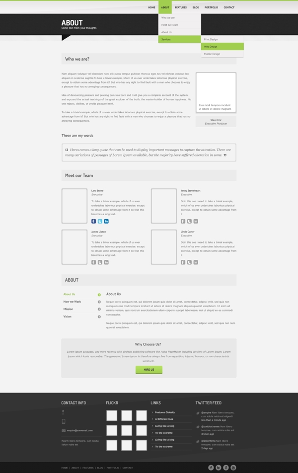 简约关于网页界面详情页PSD模板