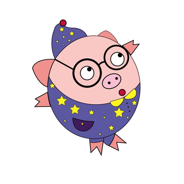 卡通可爱小猪精灵睡衣星空元素