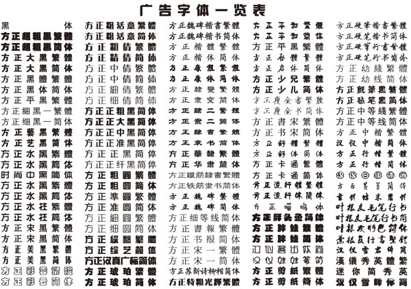 广告字体一览表图片