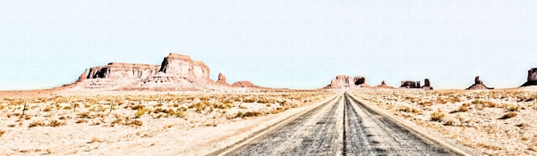 沙漠公路图片手绘效果